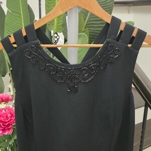 Liz Claiborne Women’s Size 16 Black Sleeveless Chic Black Embellished Dress